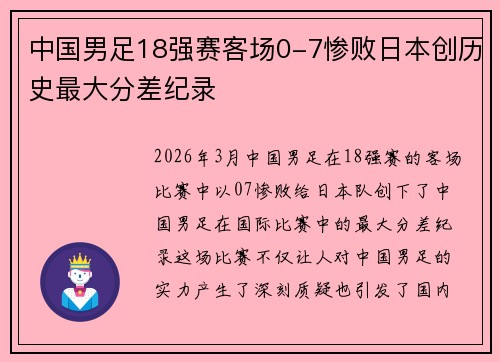 中国男足18强赛客场0-7惨败日本创历史最大分差纪录 中国男足18强赛客场0-7惨败日本创历史最大分差纪录